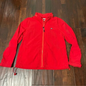 Tommy Hilfiger Vintage Red Windbreaker Womens Size Large Full Zip